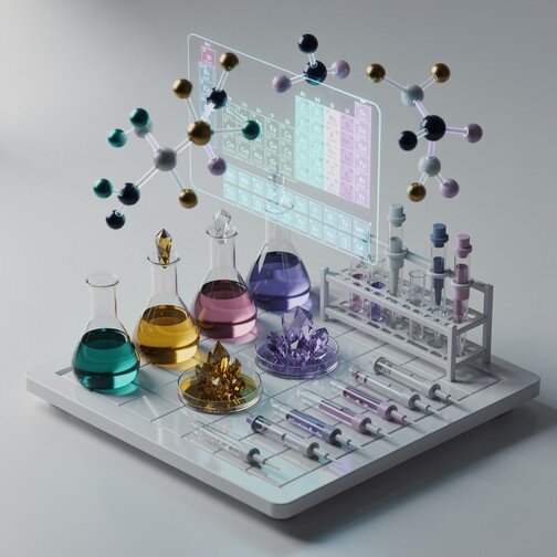 Chemical analysis and molecular structures in a laboratory setting